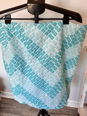 Carlisle Aqua and White Geometric Quilt